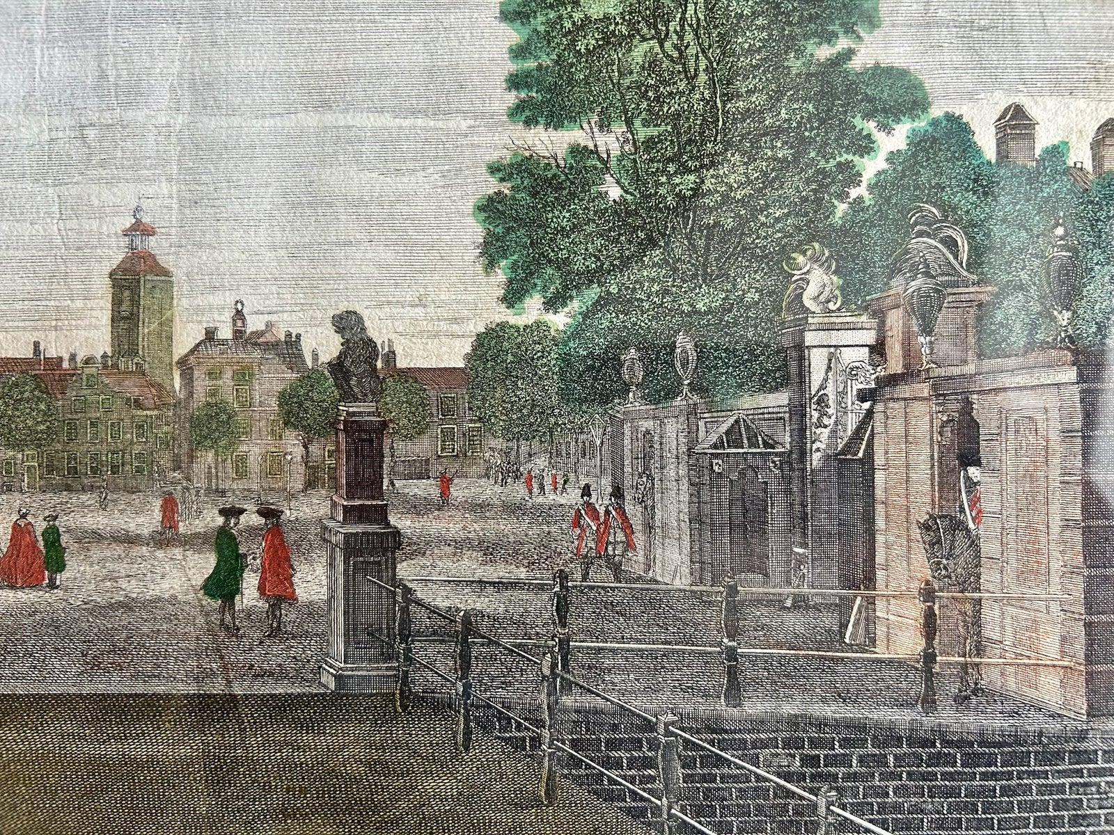 Antieke kopergravure, kijkkastprent ca 1750 Den Haag La Haye, Met tekst, Stadsgezicht, Ophalen of Verzenden, Gravure