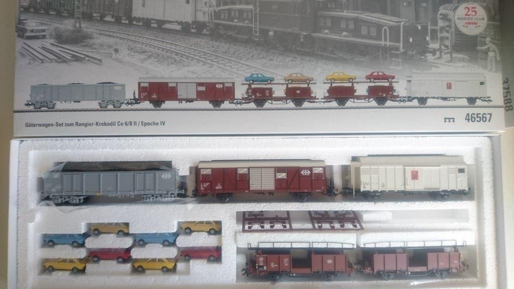 Marklin Set goederenwagens SBB - Knipperend sluitsein -46567, Hobby en Vrije tijd, Modeltreinen | H0, Ophalen, Wisselstroom, Treinset