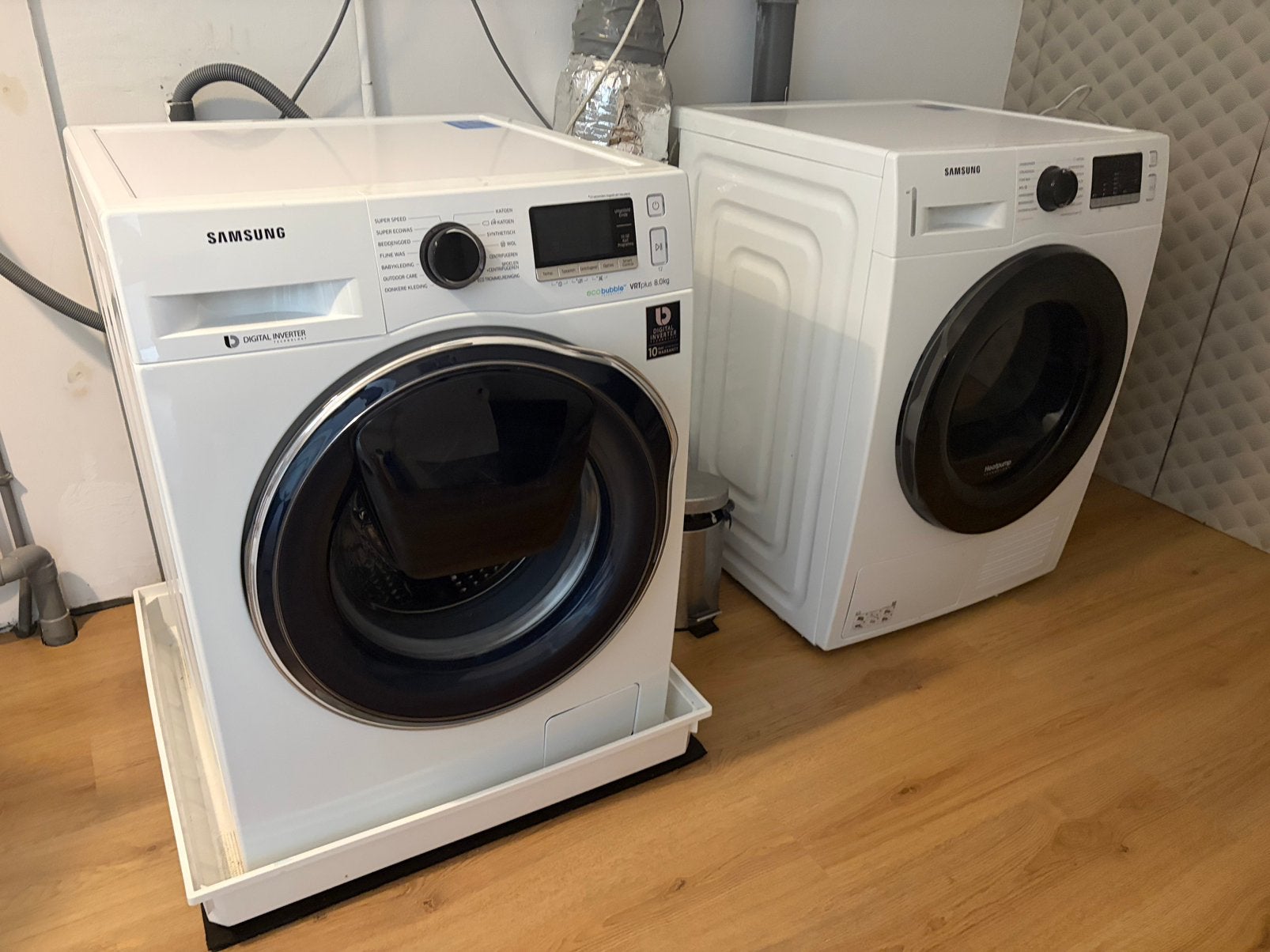Samsung smart home wasmachine en warmtepomp droger, 8 tot 10 kg, Ophalen, Zo goed als nieuw, 85 tot 90 cm