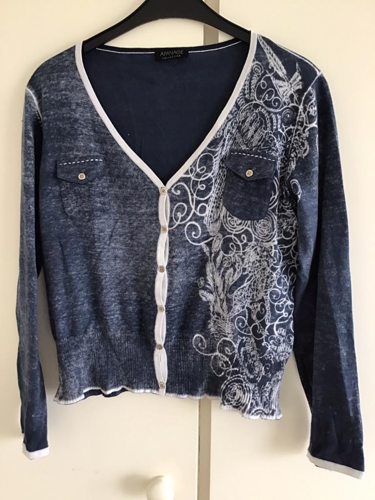 Denimblauw vestje 38, katoen €12, Apanage. Prima., Ophalen of Verzenden, Zo goed als nieuw, Maat 38/40 (M)