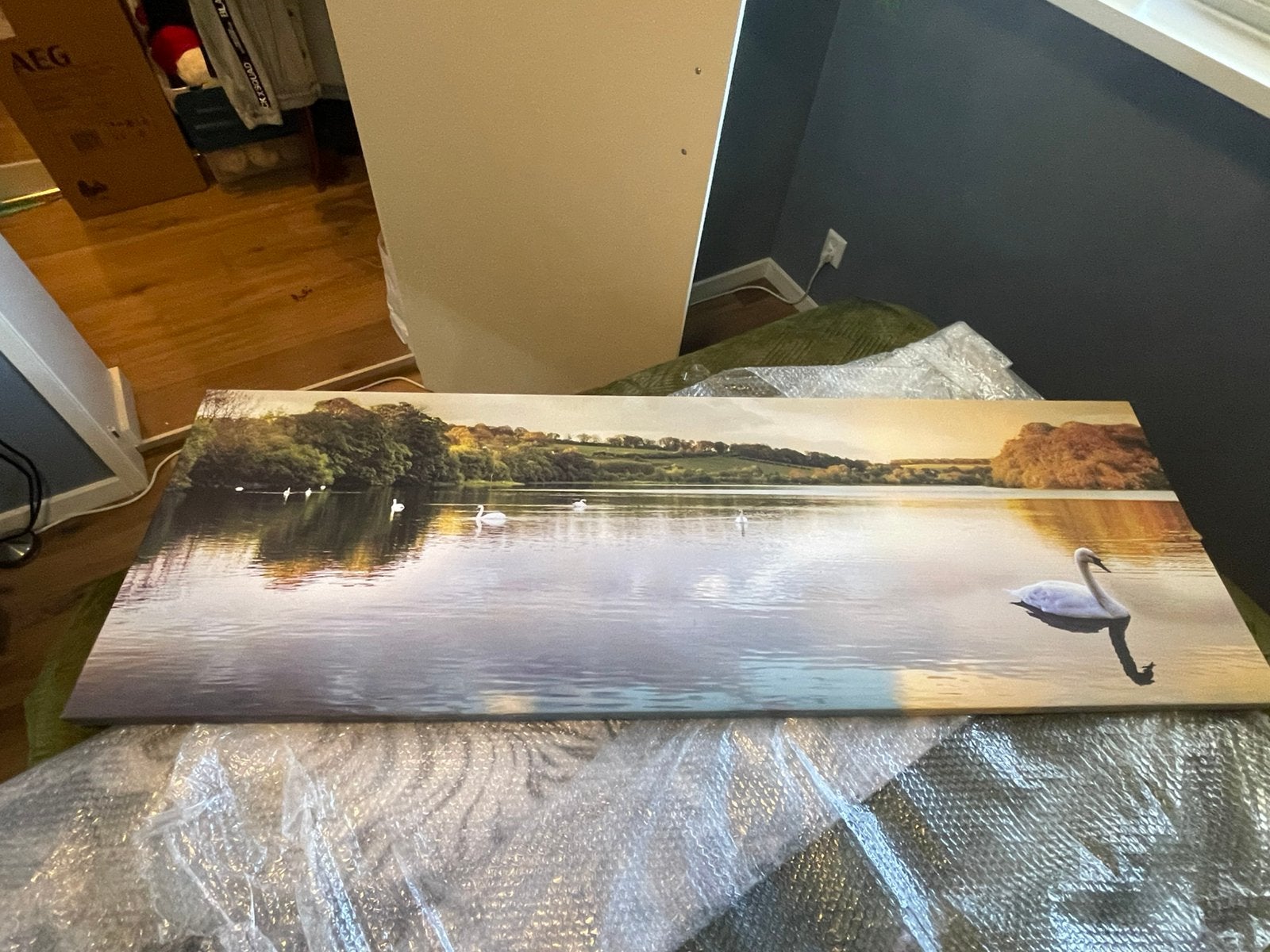 Canvast schilderij zwanen op een meer, Ophalen, Dieren