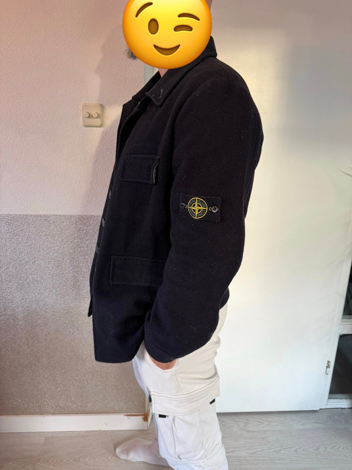 Stone Island wollen jas - blauw - Maat XL, Ophalen of Verzenden, Zo goed als nieuw, Maat 56/58 (XL), Zwart