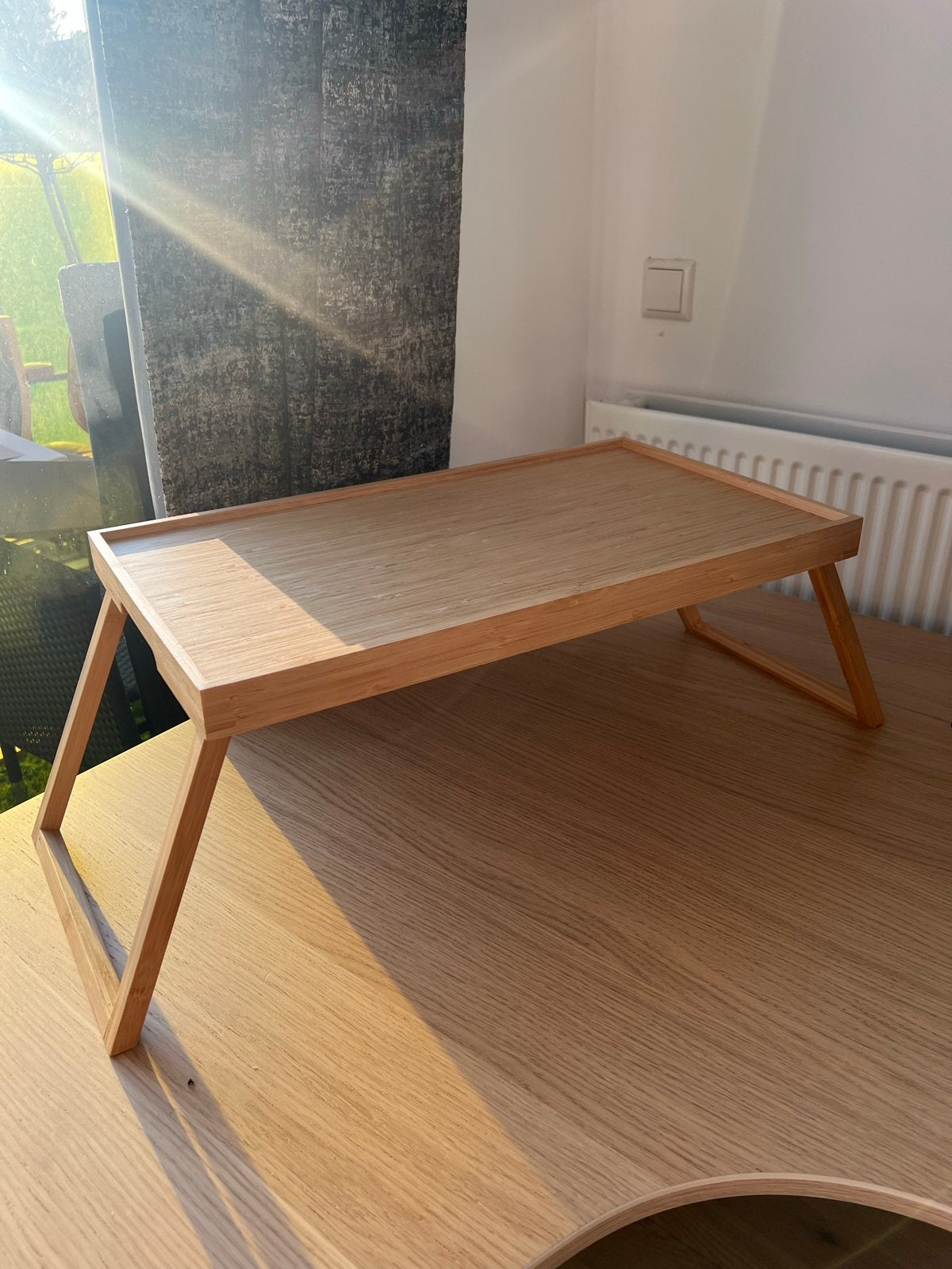 Houten bedtafel / laptoptafel, Hout, Ophalen of Verzenden, Zo goed als nieuw, Modern