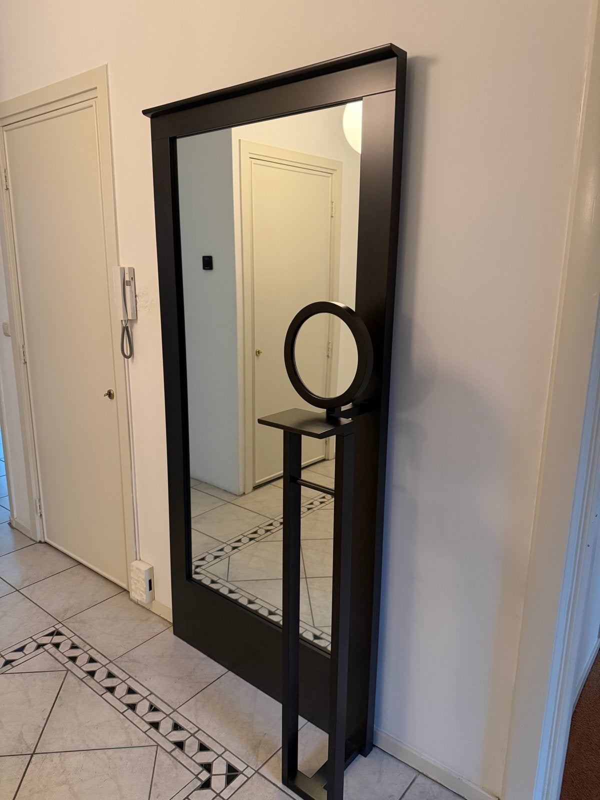 Giorgetti Eos Grote Staande Spiegel met rond spiegeltje, Ophalen, 200 cm of meer, Zo goed als nieuw, 100 tot 125 cm