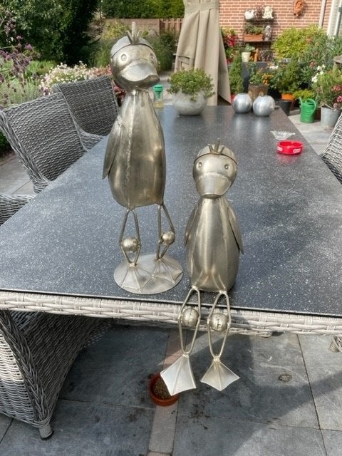 Kunstobjecten 2 Metalen Eenden, Ophalen of Verzenden, Metaal, Overige typen, Vogel