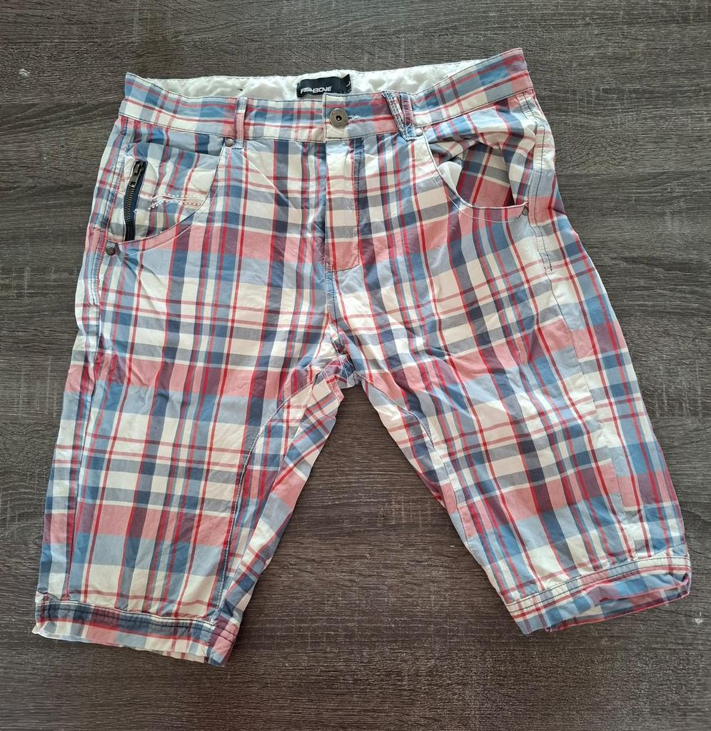 Fishbone korte broek – maat L – geruit, Verzenden, Zo goed als nieuw, Blauw