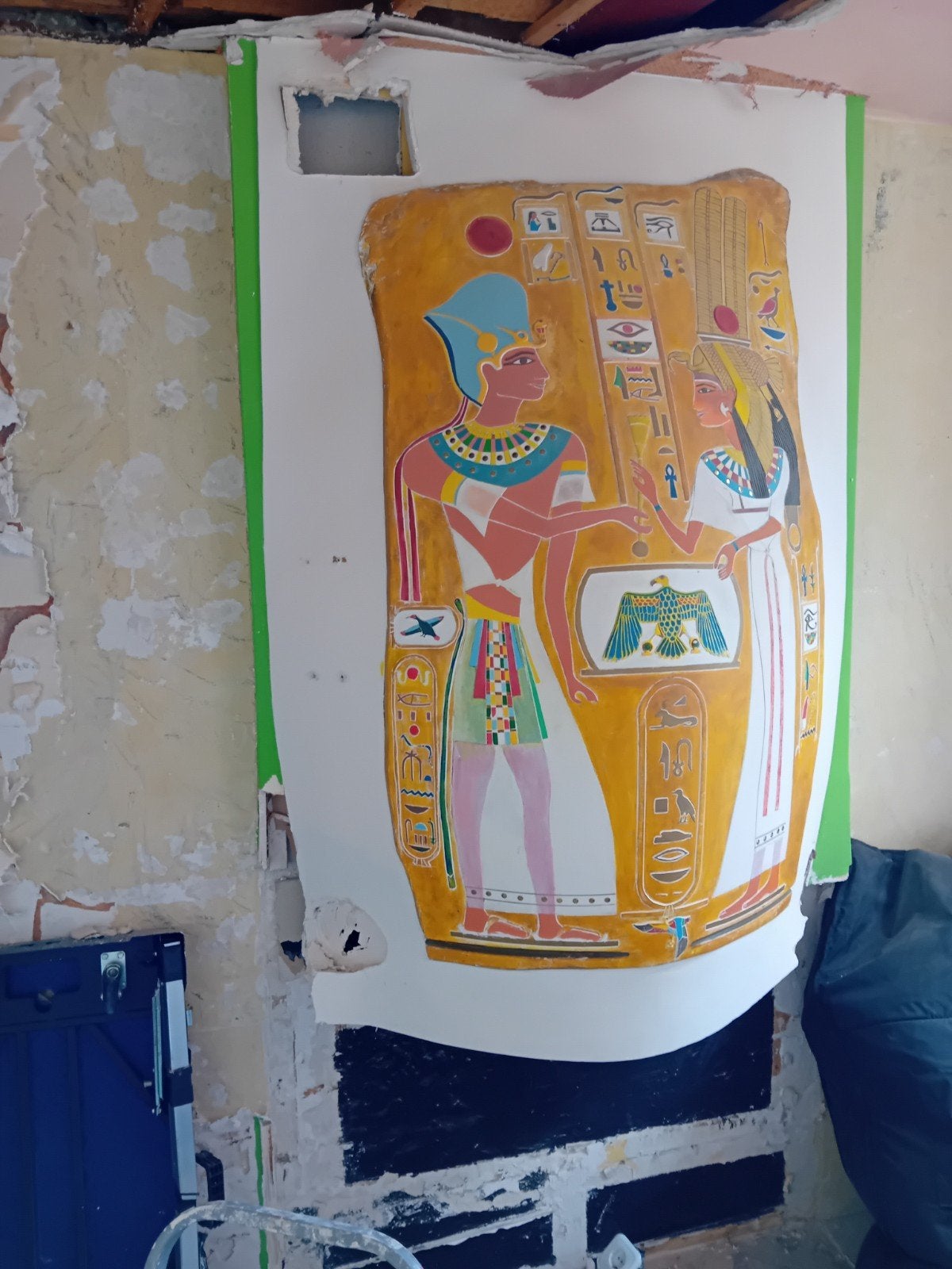 Muurdecoratie van gips, Egyptische stijl, gratis af te halen, Ophalen, Wandsculptuur, Gebruikt, Meerkleurig