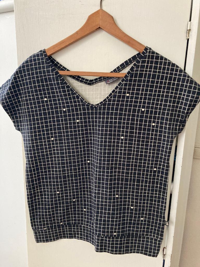 Froy & Dind zwarte retro top met blokjes xl, Zwart, Maat 46/48 (XL) of groter, Nieuw, Ophalen of Verzenden