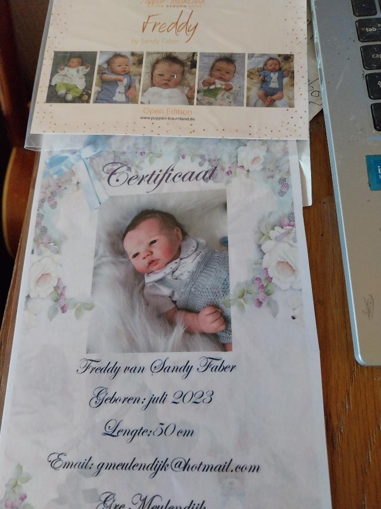 Reborn Freddy Sandy Faber, Verzamelen, Poppen, Ophalen of Verzenden, Zo goed als nieuw, Babypop, Levensecht of Reborn