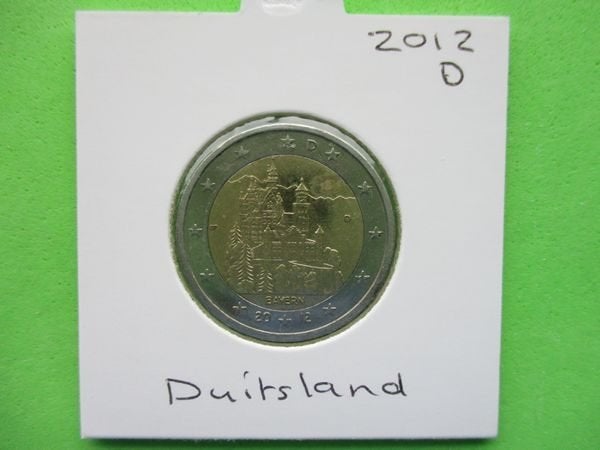 (vaw4039) Munt 2012 Duitsland D €2 Neuschwanstein Bayern, Postzegels en Munten, Ophalen of Verzenden, Duitsland, 2 euro, Losse munt