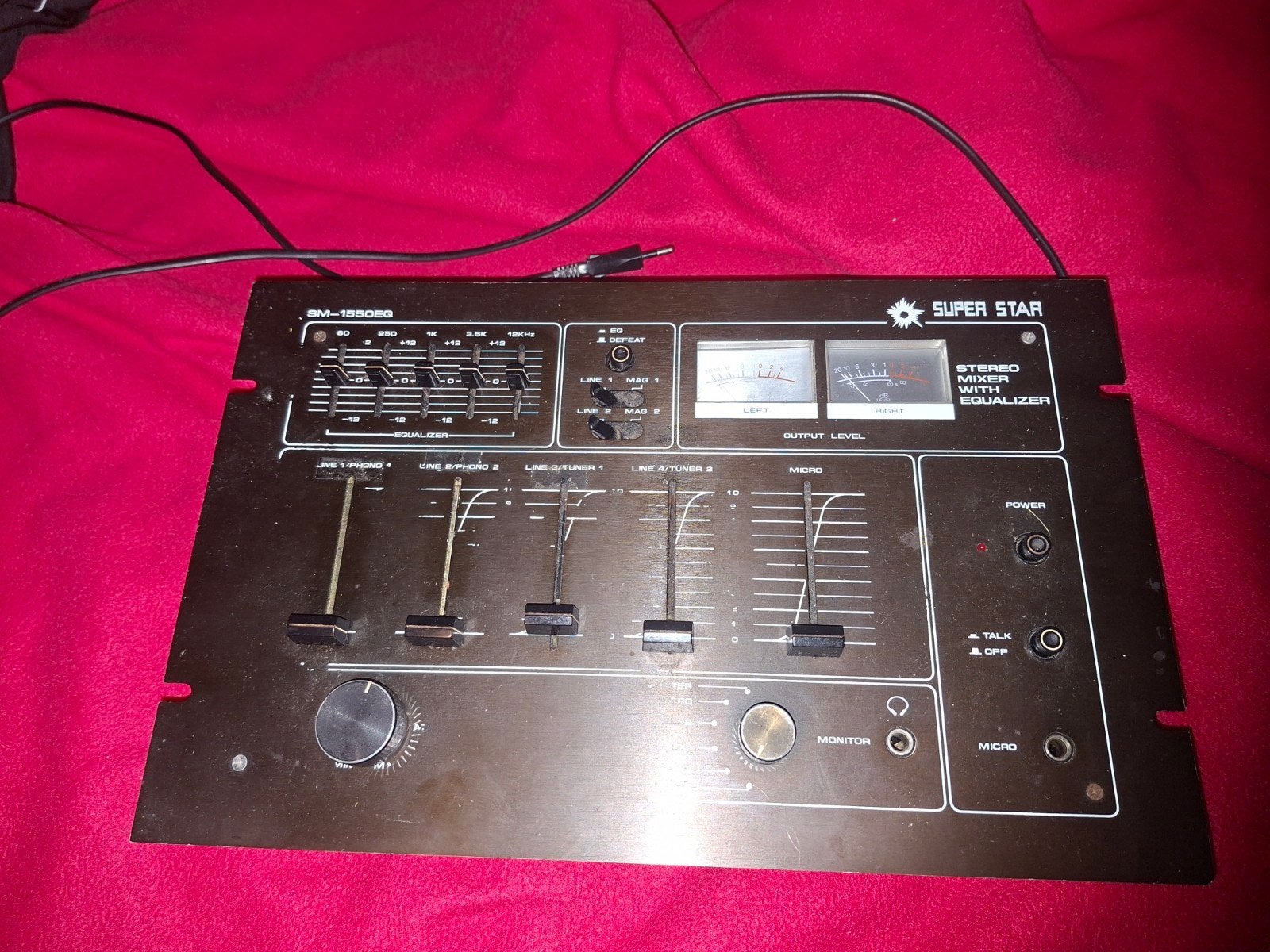 Super Star Stereo Mixer met Equalizer (Vintage), Ophalen of Verzenden, Gebruikt, Minder dan 5 kanalen, Microfooningang
