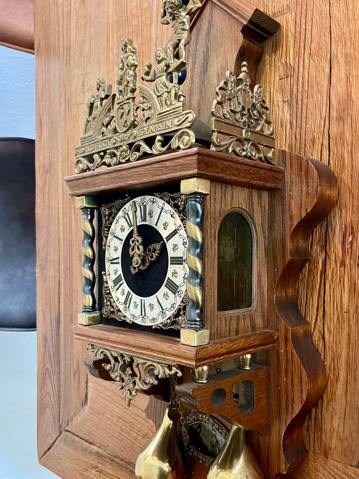 Oude Zaanse wandklok met koperen gewichten, Antiek en Kunst, Antiek | Klokken, Ophalen