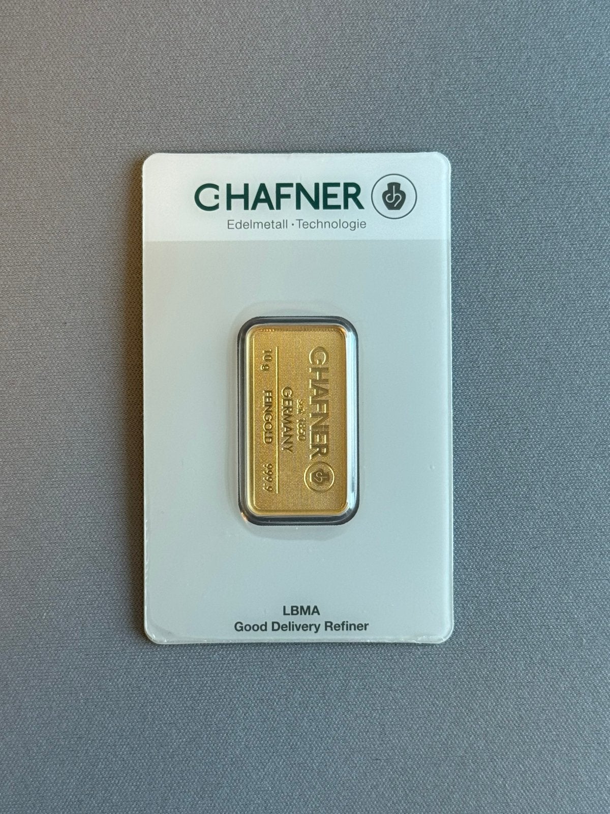 10 gram C. Hafner goudbaar, Ophalen, Goud