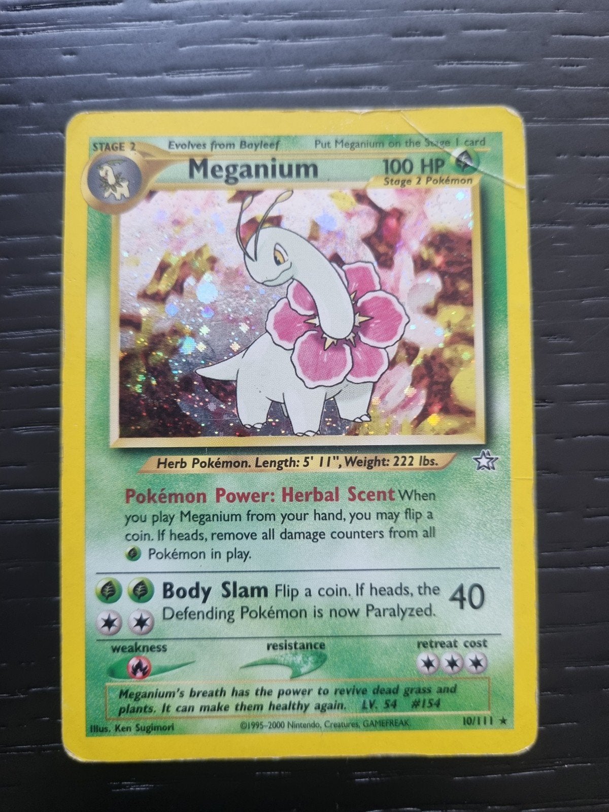 Meganium 10/111 neo genesis , holo rare * € 15, Hobby en Vrije tijd, Verzamelkaartspellen | Pokémon, Ophalen of Verzenden, Gebruikt