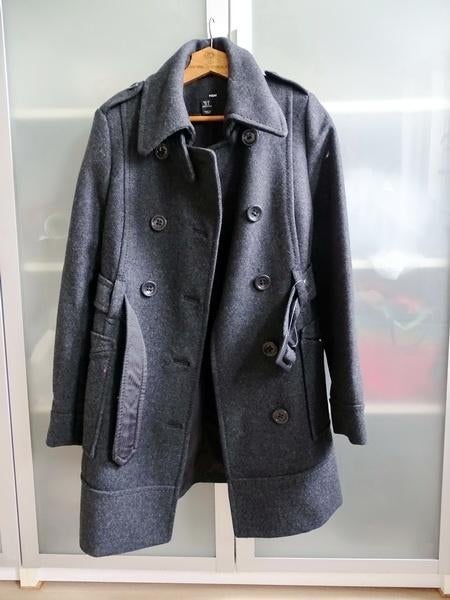 Antraciet -grijze warme wollen winterjas, Kleding | Dames, Maat 38/40 (M), H&M, Ophalen of Verzenden, Zo goed als nieuw