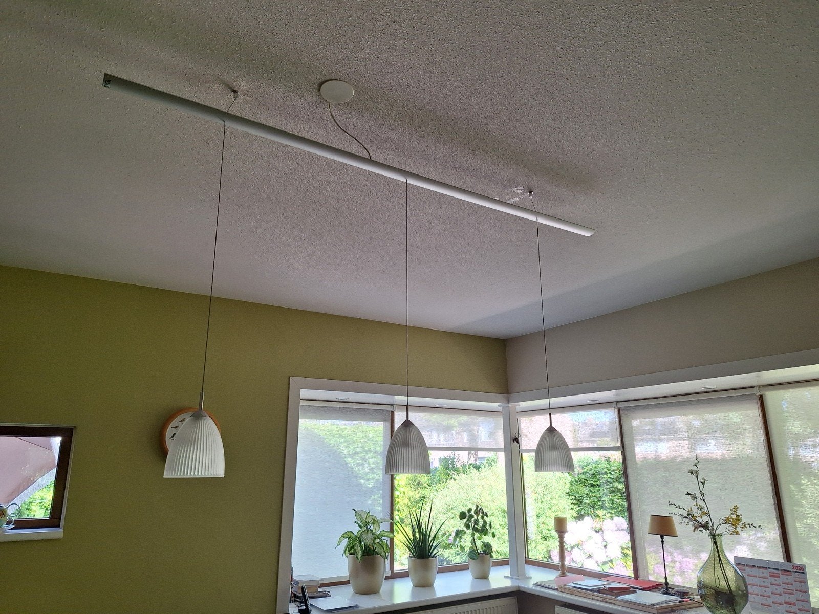 Moderne hanglamp met 3 kappen, wit, Huis en Inrichting, Ophalen, Zo goed als nieuw, Metaal, Modern, Scandinavisch