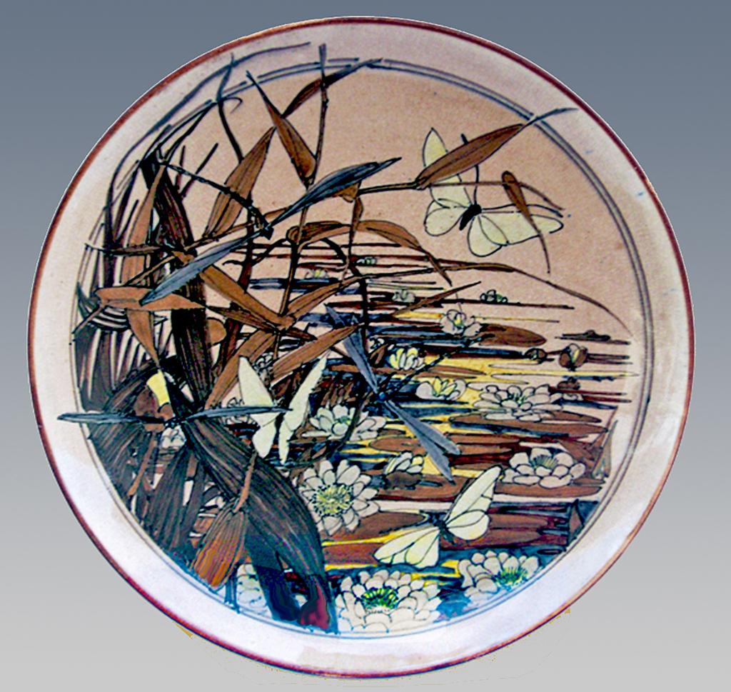 Rozenburg Bord met vlinders in het riet (Nr.: 49), Antiek en Kunst, Ophalen of Verzenden