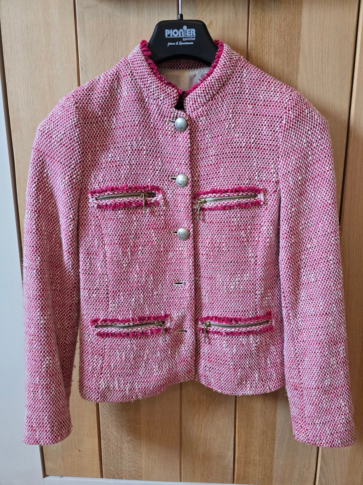 Zara Basic roze/wit tweed jasje maat S, Verzenden, Roze, Maat 36 (S), Zara Basic