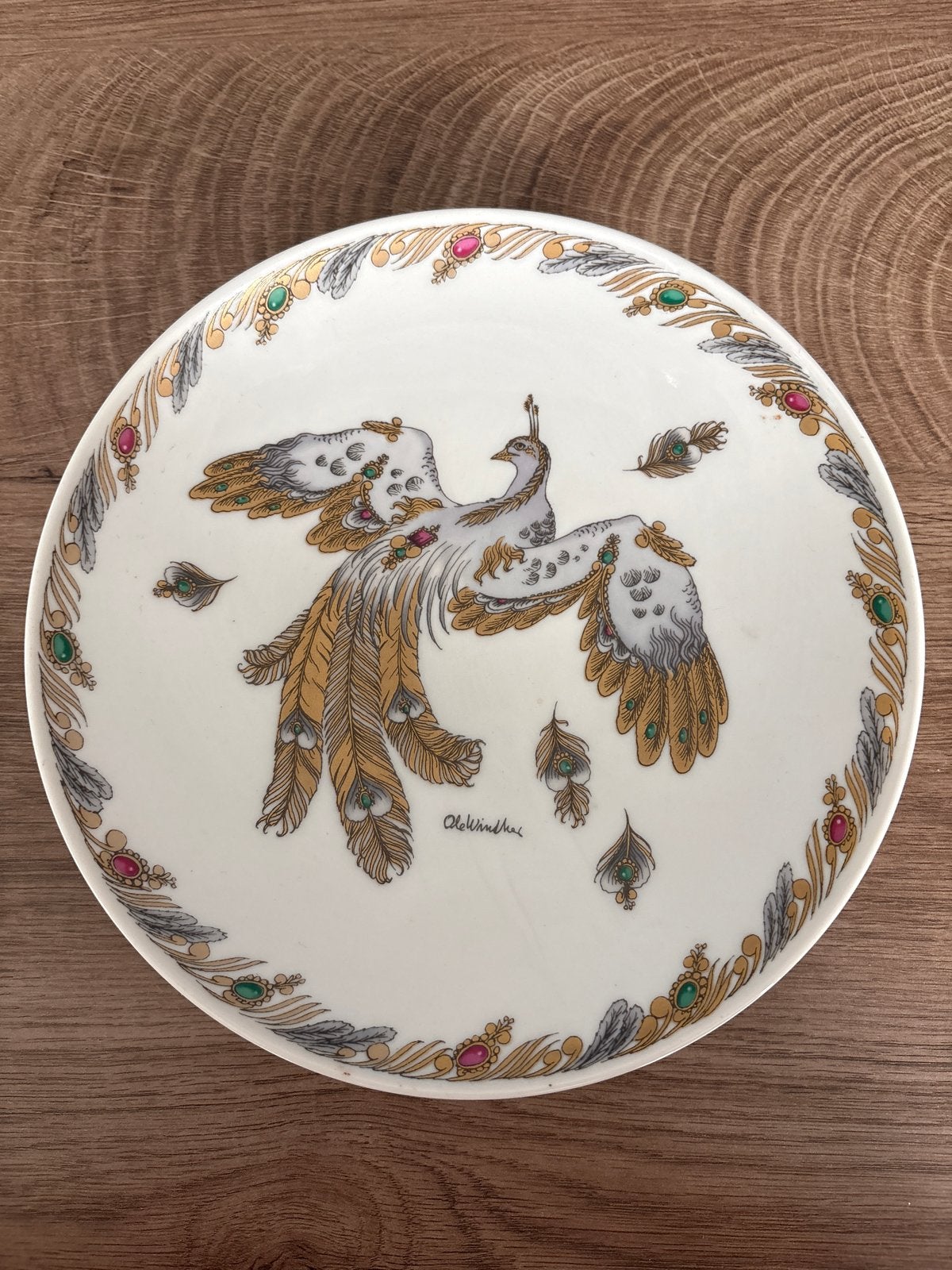 Hutschenreuther Ole Winther pauw schaal 19 cm, Ophalen of Verzenden