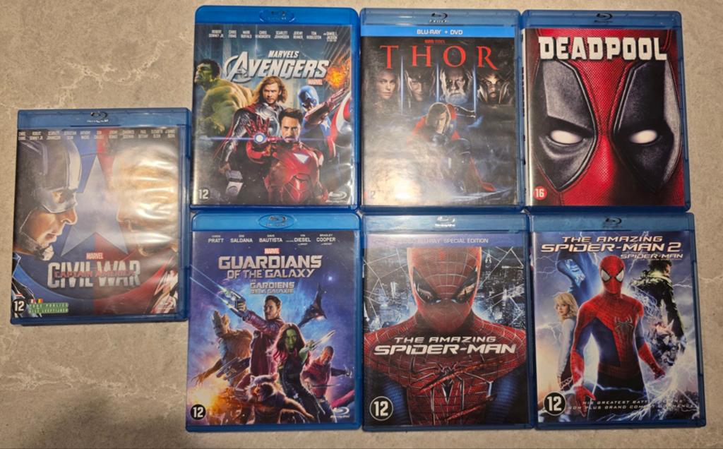 Marvel Blu Ray 7 stuks, Cd's en Dvd's, Blu-ray, Ophalen of Verzenden, Gebruikt, Actie