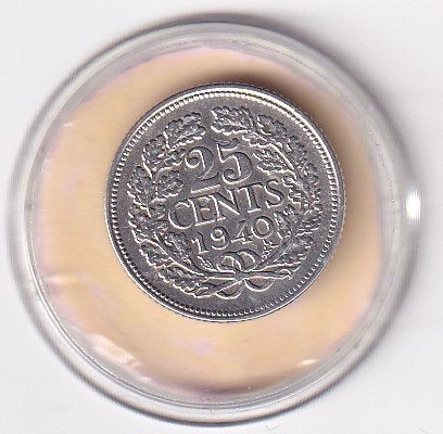 25 Cent 1940 Zeer Fraai, Verzenden, Zilver, 25 cent, Koningin Wilhelmina