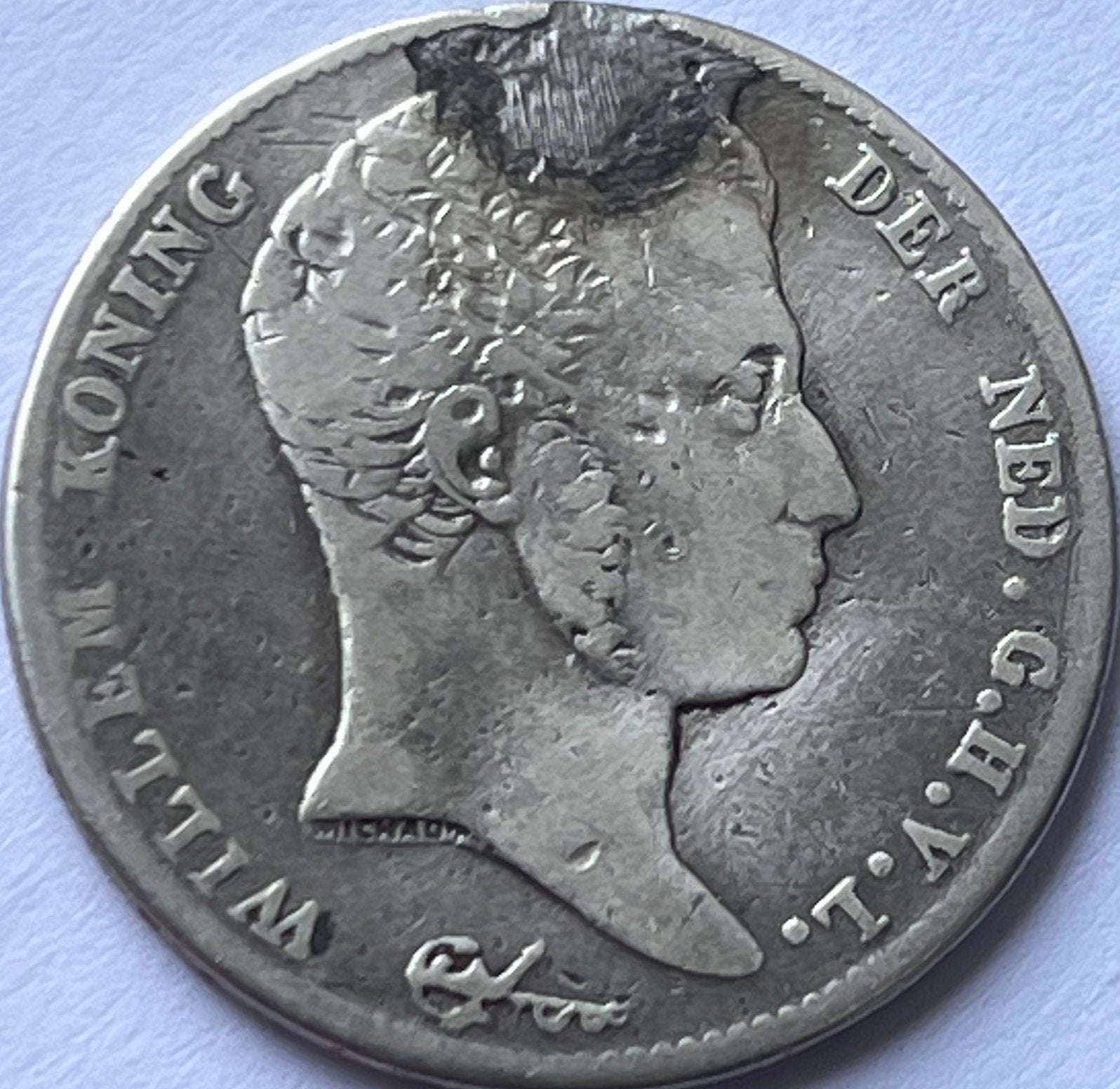 Zeldzame zilveren halve gulden 1818U, Postzegels en Munten, ½ gulden, Zilver, Ophalen of Verzenden, Koning Willem I