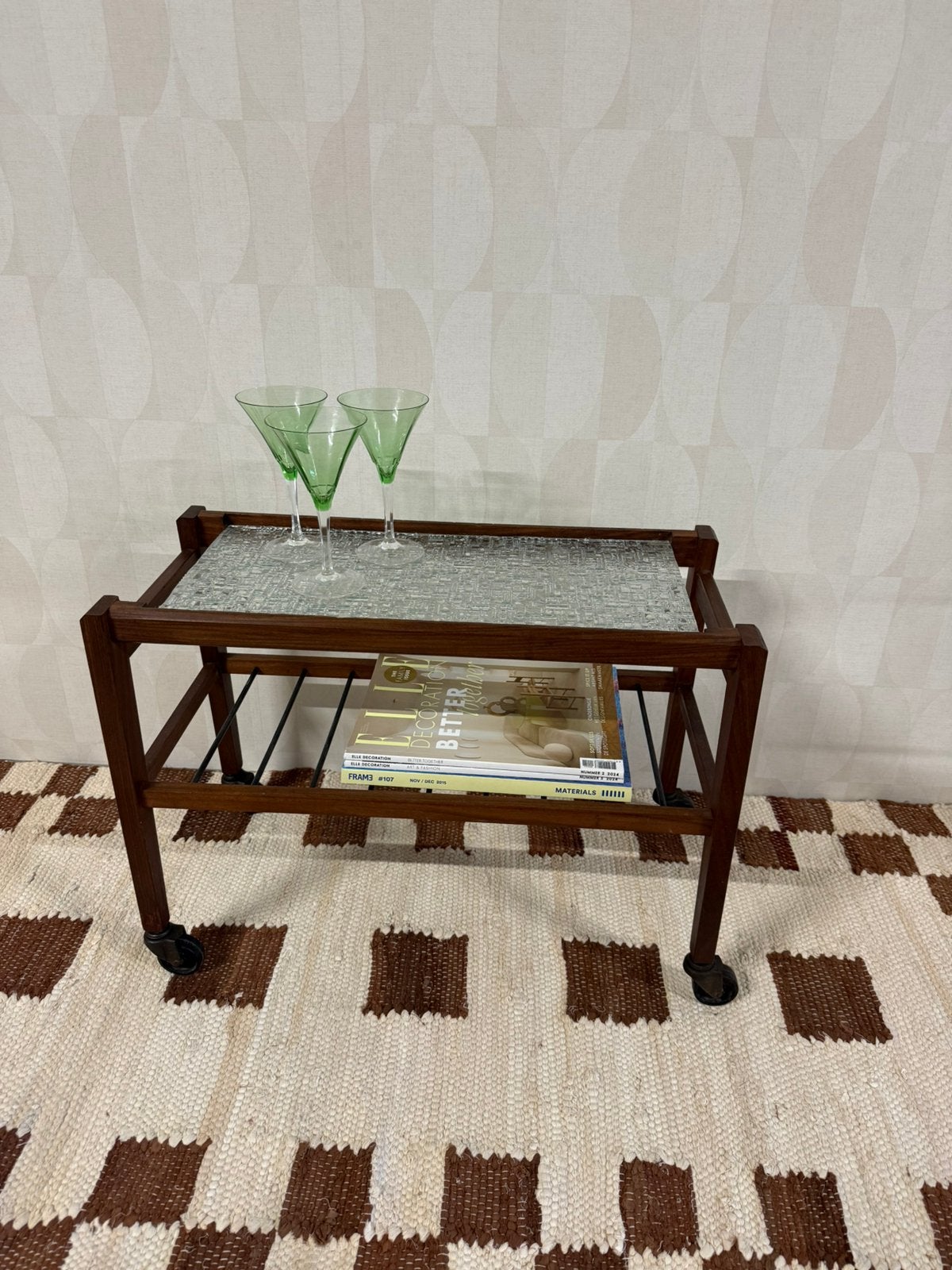 Vitnage trolley bar cart mid-century Deens design teak glas, Vintage, Vintage, Zo goed als nieuw, Vintage