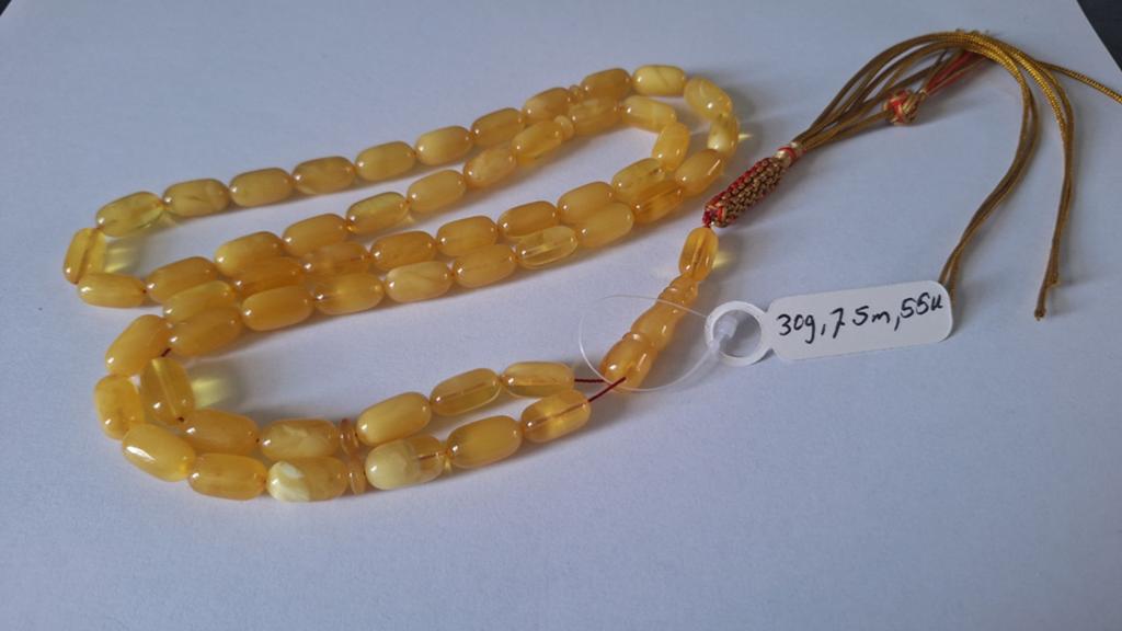 Baltische amber barnsteen tesbih ketting, Ophalen of Verzenden, Overige materialen, Ketting, Met edelsteen