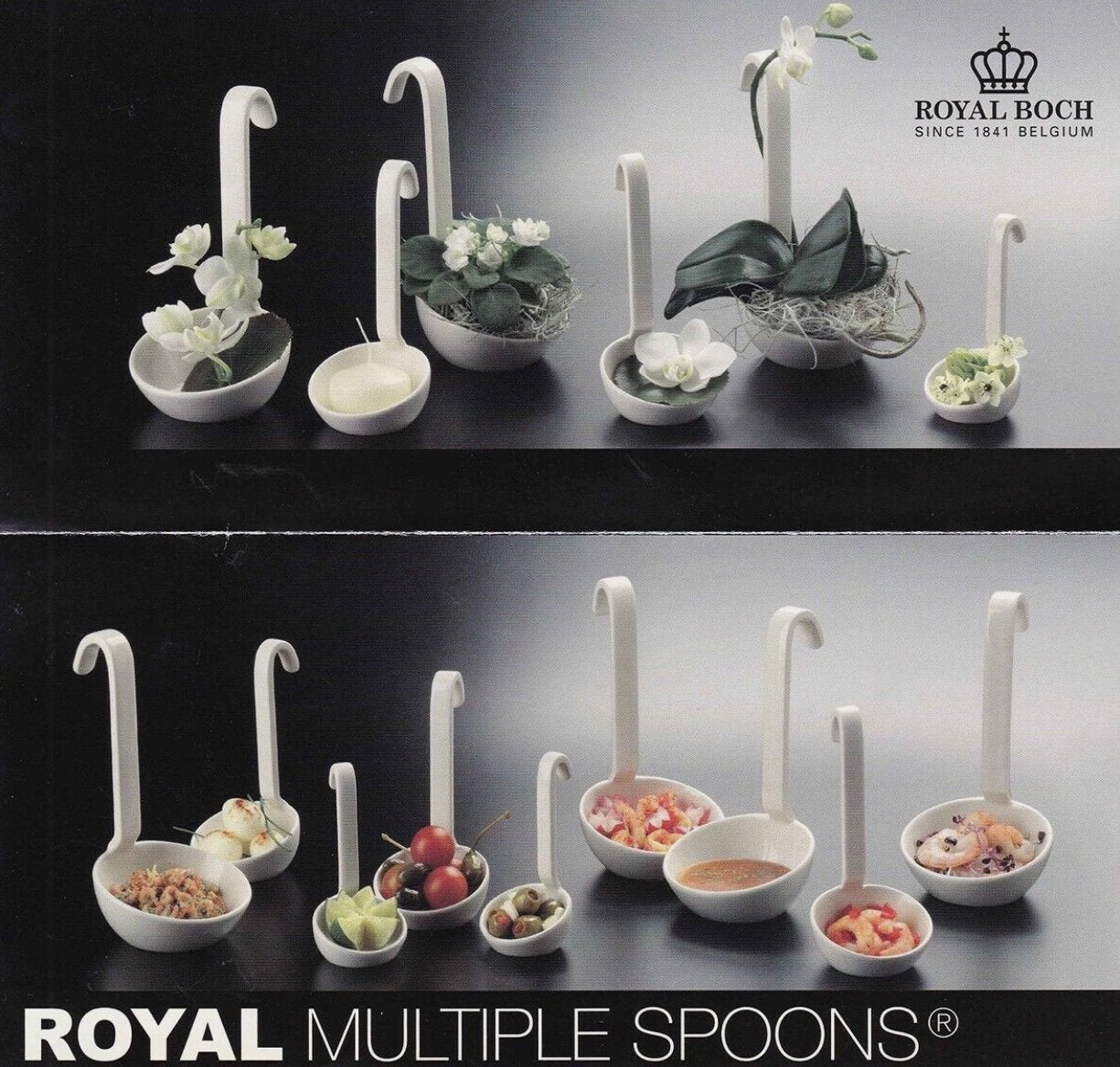 6x Royal Boch Royal Multiple Spoons voor amuses, snacks, …, Overige typen, Ophalen of Verzenden, Zo goed als nieuw, Overige stijlen