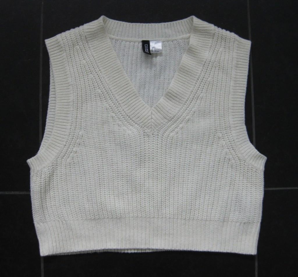 H&M spencer, gebreide top, maat S - M, off-white, H&M, Wit, Ophalen of Verzenden, Zo goed als nieuw