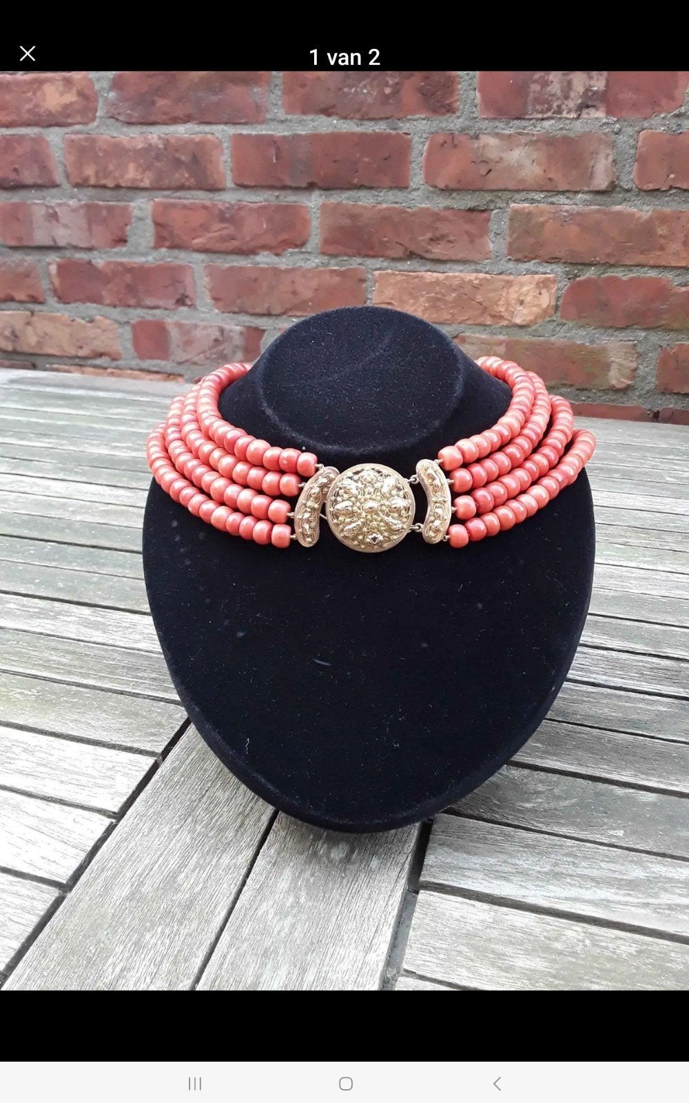antiek zeeuws bloedkoraal collier, Ophalen of Verzenden, Goud, Ketting