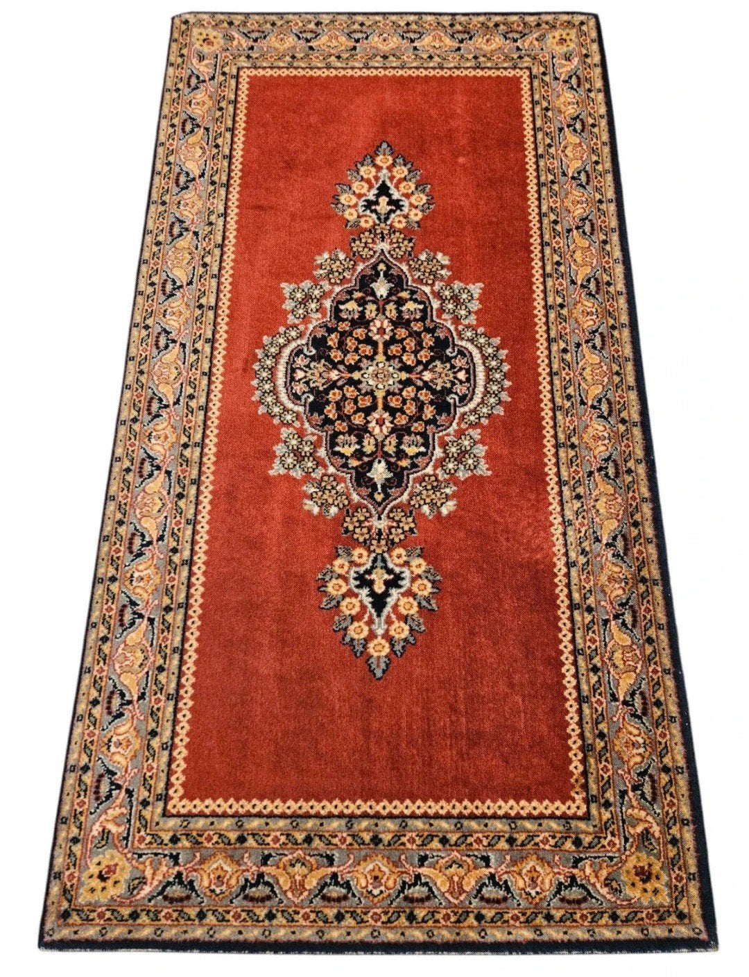 Vintage oosters wol Persia vloerkleed medallion 84x157cm, Geel, Www.hypepopup.nl, Zo goed als nieuw, Www.hypepopup.nl