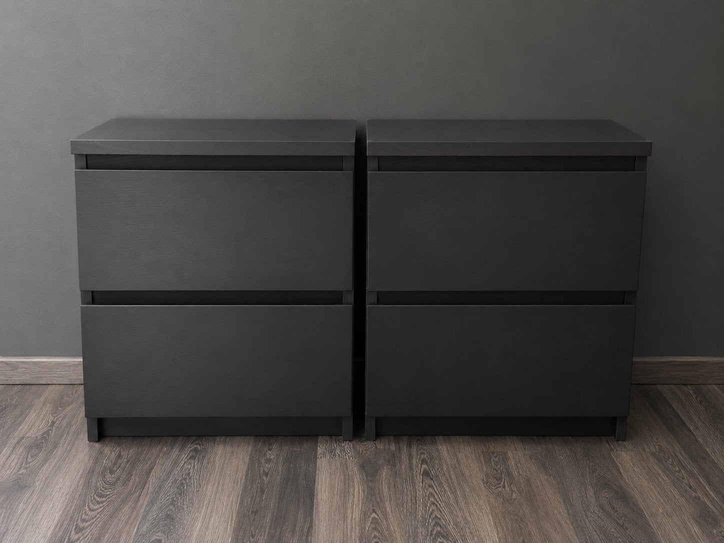 2x IKEA MALM nachtkastje zwart – uit assortiment, Ophalen, Zo goed als nieuw