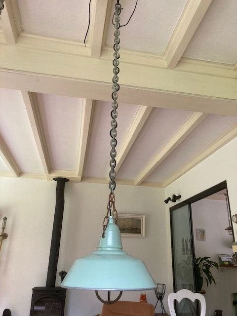 Industriele hanglamp, vintage machinekamer lamp, Huis en Inrichting, Ophalen of Verzenden, Gebruikt