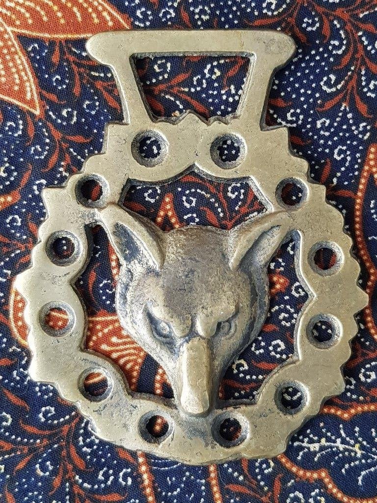 Antiek vossenkop kleppermannetje uit Engeland 9,2 cm. 1900., Ophalen of Verzenden, Koper