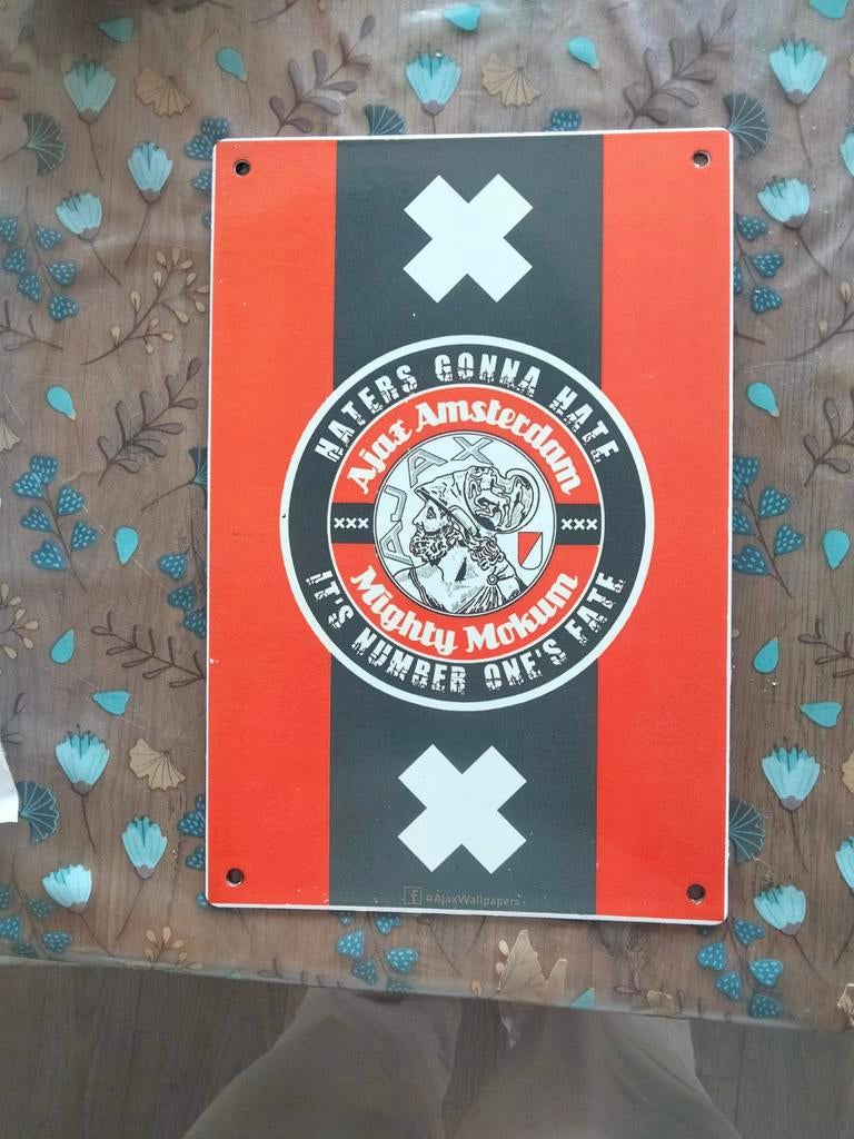 Emaille reclamebord Ajax Amsterdam, Ophalen of Verzenden, Gebruikt, Reclamebord
