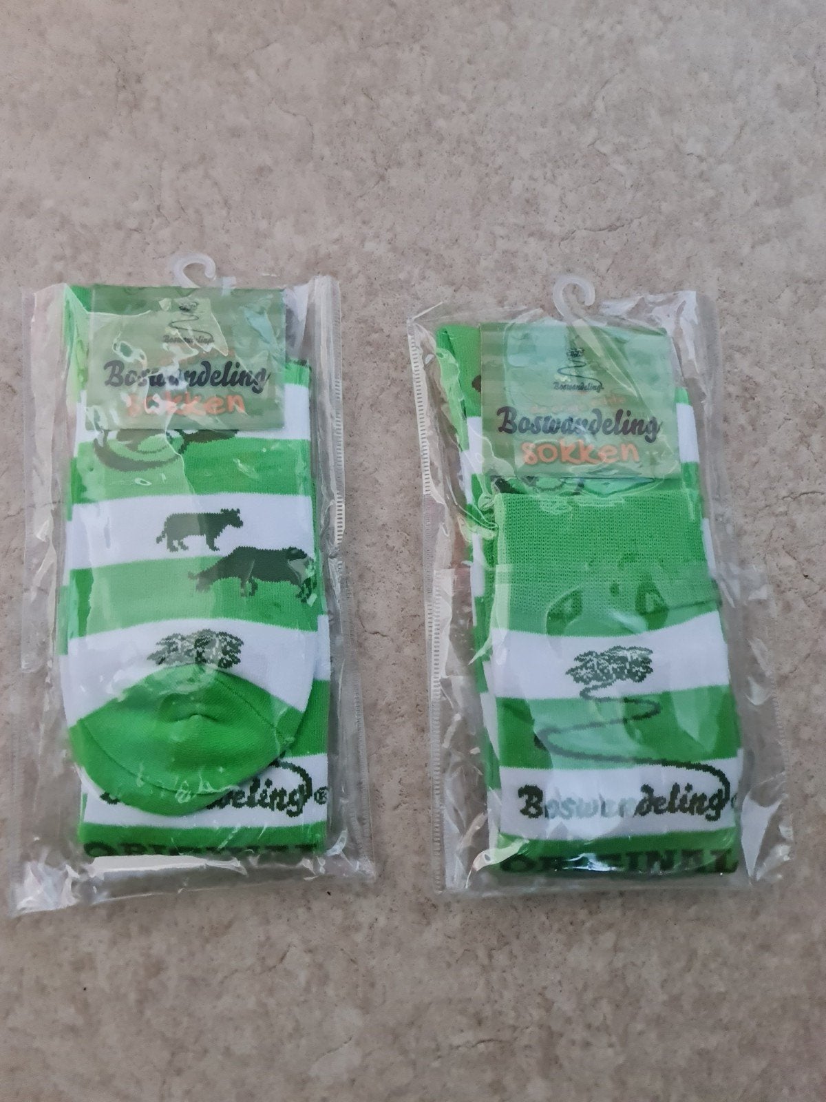 Boswandeling Sokken - Groen/Wit gestreept, 2x Nieuw, Sokken en Kniesokken, Nieuw, Overige maten, Ophalen of Verzenden