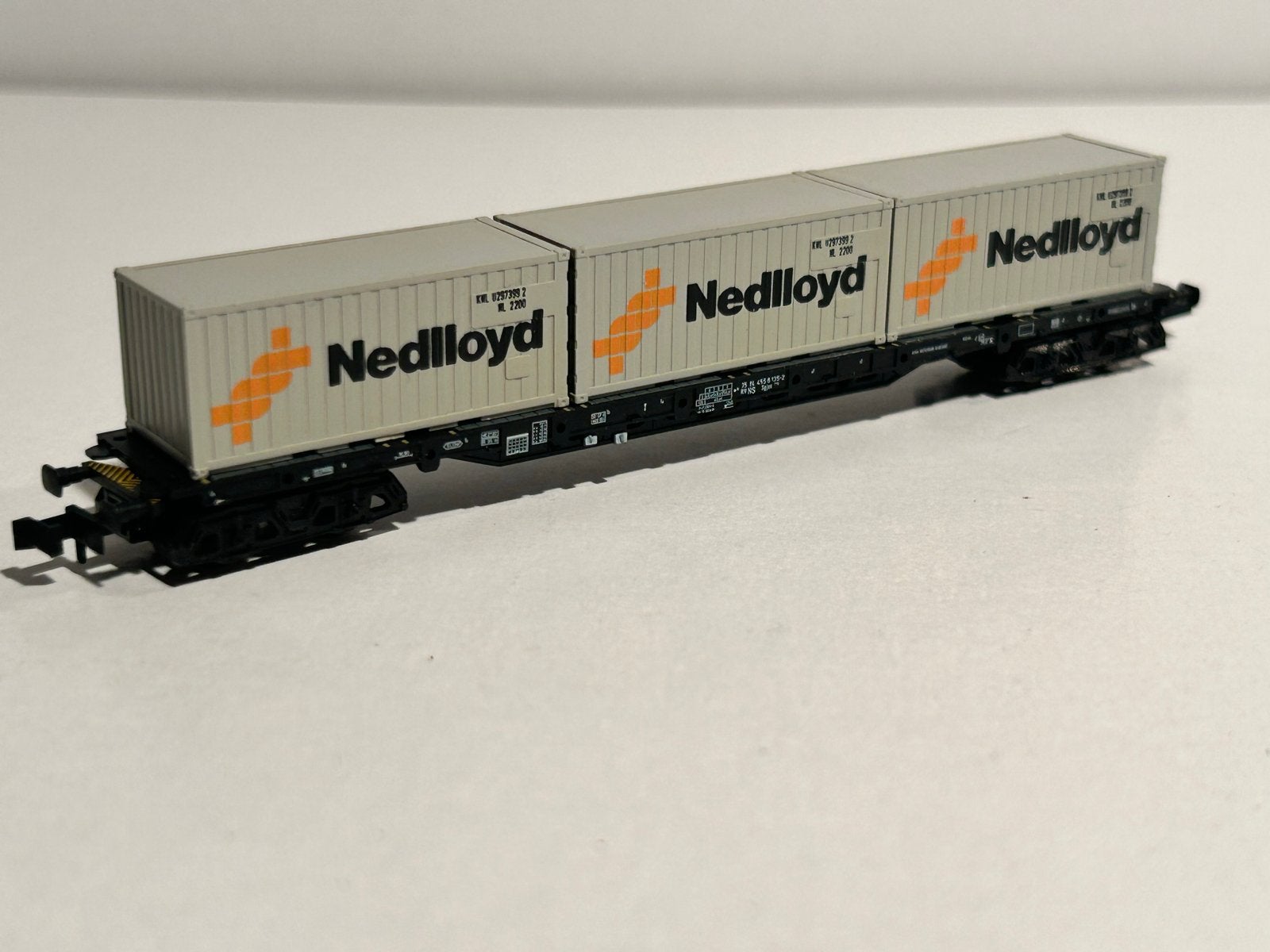 Minitrix 13629 Containervrachtwagon Nedlloyd, Hobby en Vrije tijd, Gelijkstroom, Verzenden, Wagon, NS