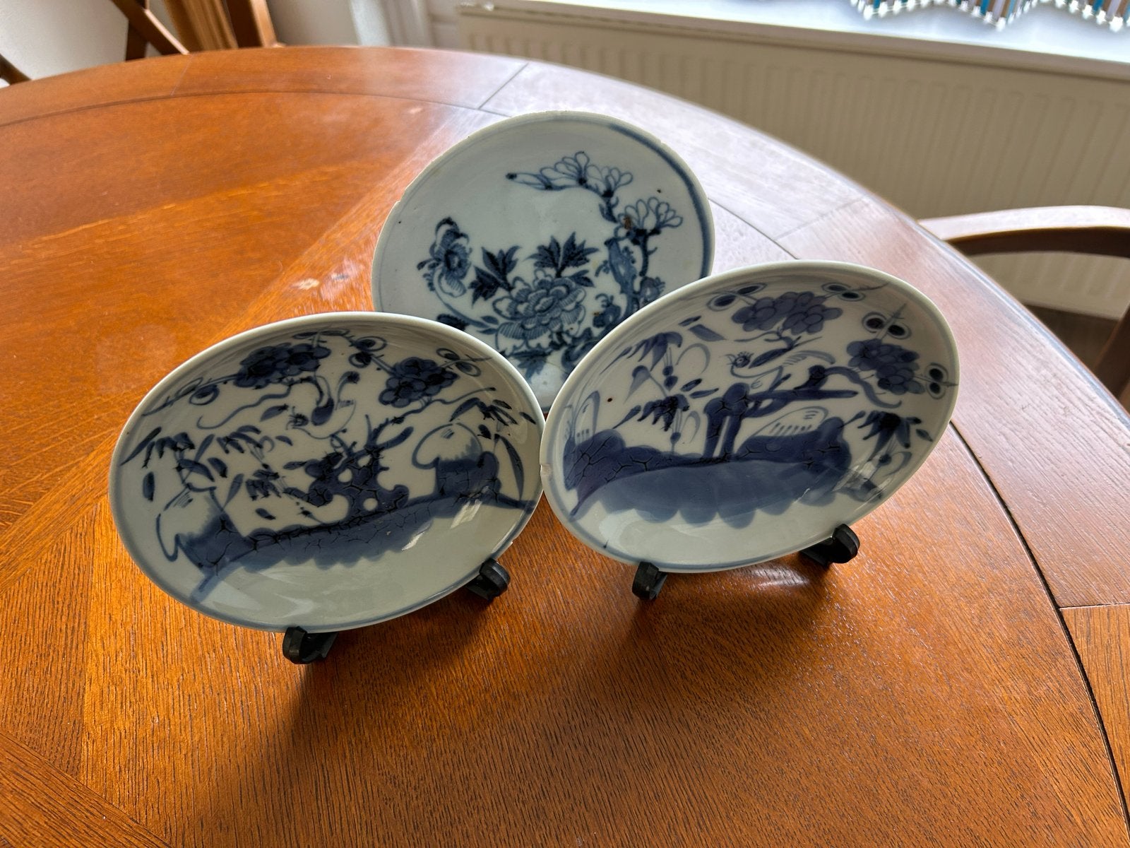 Set van 3 antieke Chinese blauw-witte schotels, Ophalen of Verzenden
