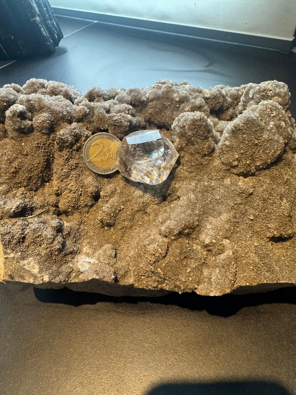 Large Herkimer with inclusions on matrix, Ophalen, Mineraal