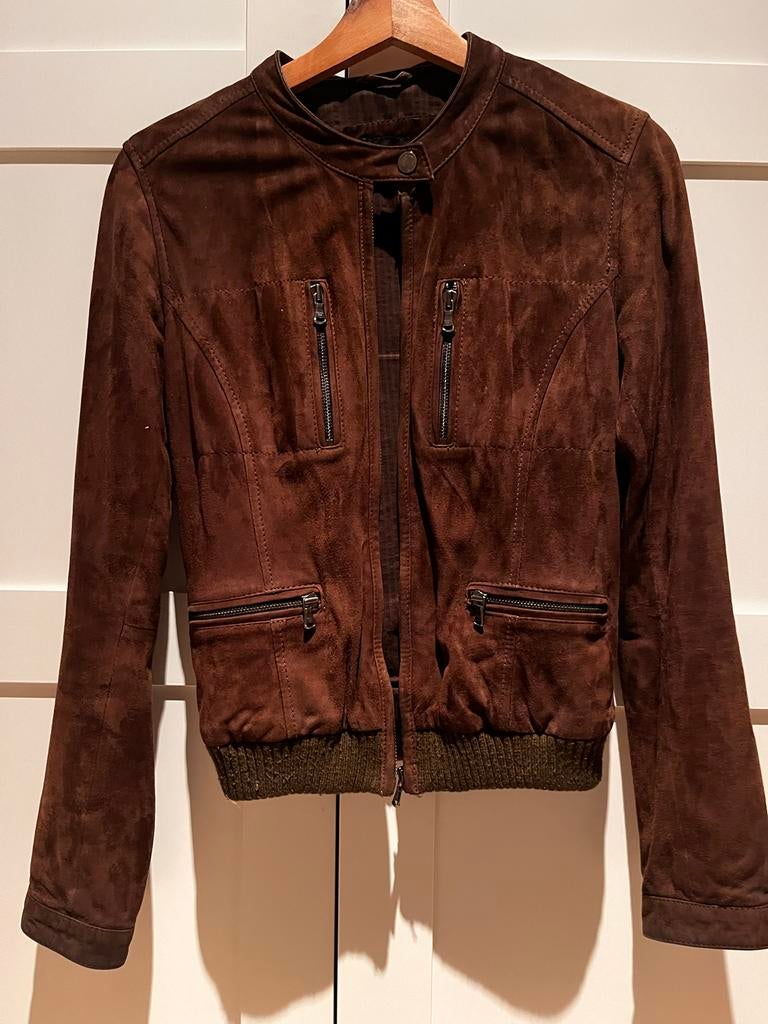 Massimo Dutti suède jasje, Ophalen of Verzenden, Gedragen, Maat 36 (S), Bruin