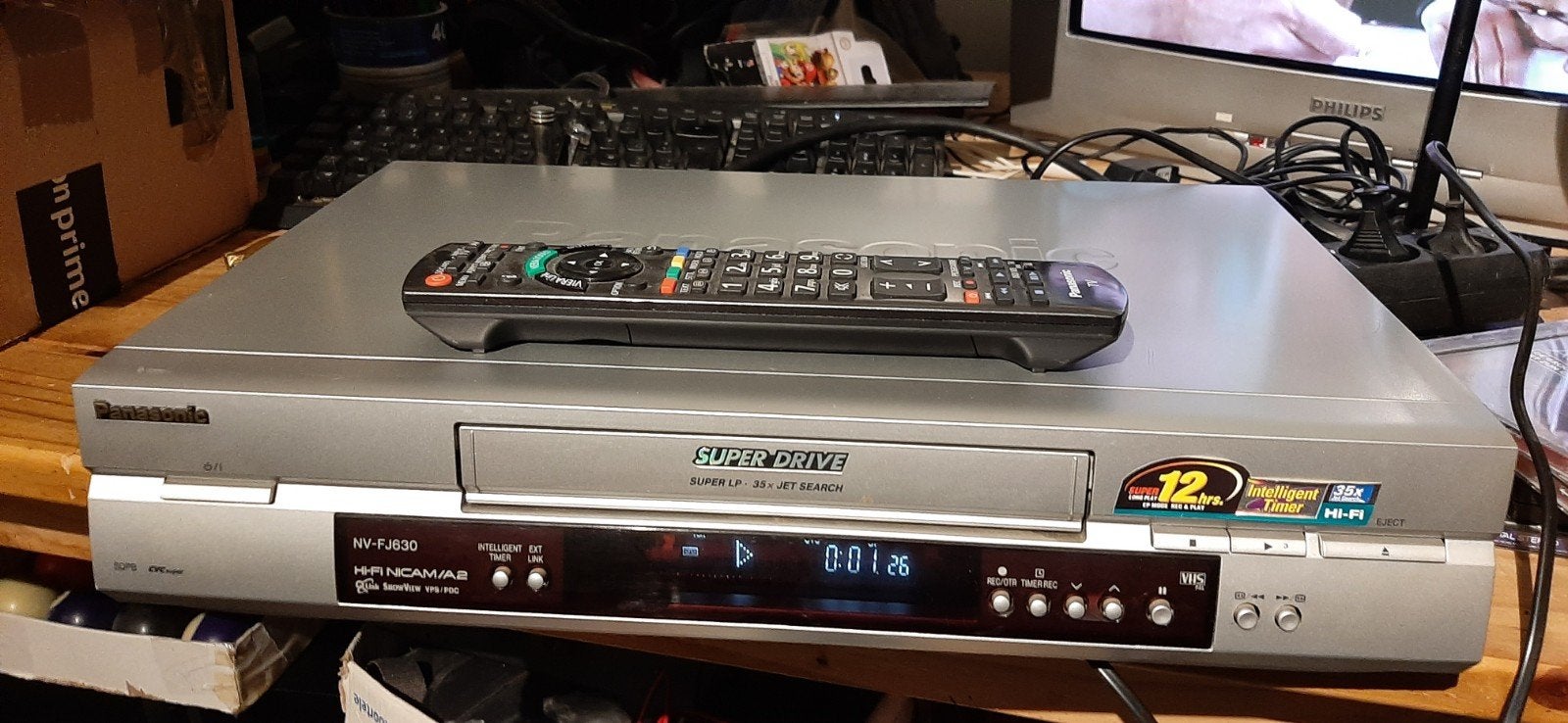 Panasonic NV-FJ630 VHS-speler met afstandsbediening, Ophalen of Verzenden, Gebruikt, VHS-speler of -recorder