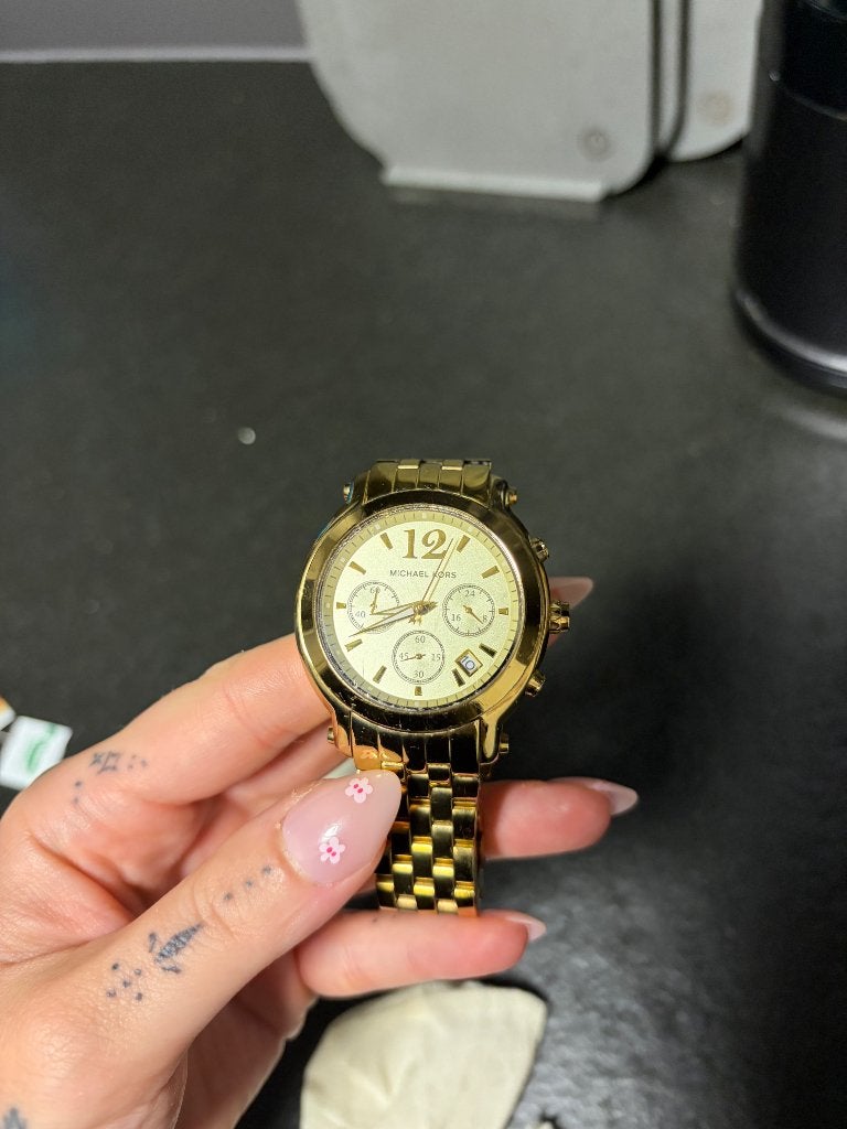 Gouden Michael Kors horloge - lichte gebruikssporen, Overige merken, Staal, Gebruikt, Staal