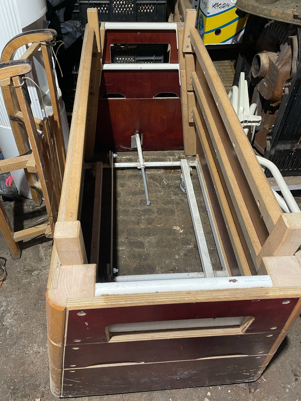 Vintage Turnkast / Gymnastiek Paard - Houten Sporttoestel, Ophalen, Gebruikt, Bruin, Materiaal