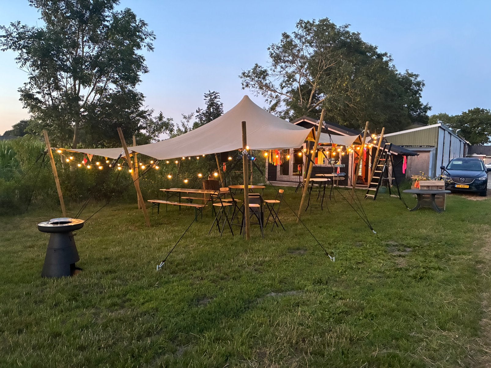 Te huur stretchtent 10x6 meter, Ophalen, Zo goed als nieuw, 8 meter of meer, 6 meter of meer