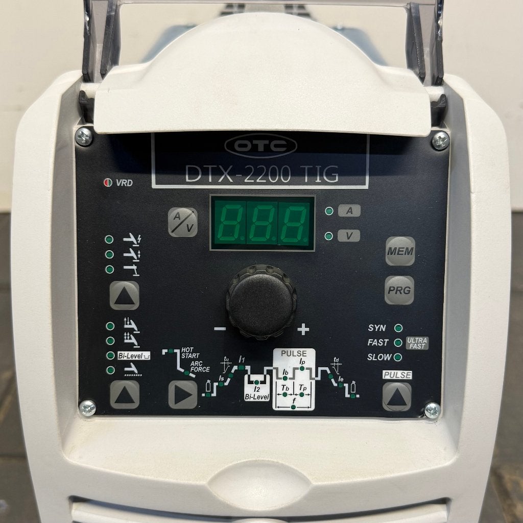 Gebruikte OTC DTX2200 DC Pulse Tig Lasapparaat Cold Tack, Krefelder Str. 675 - 677 41066 Mönchengladbach Germany, Info@otc-daihen.de