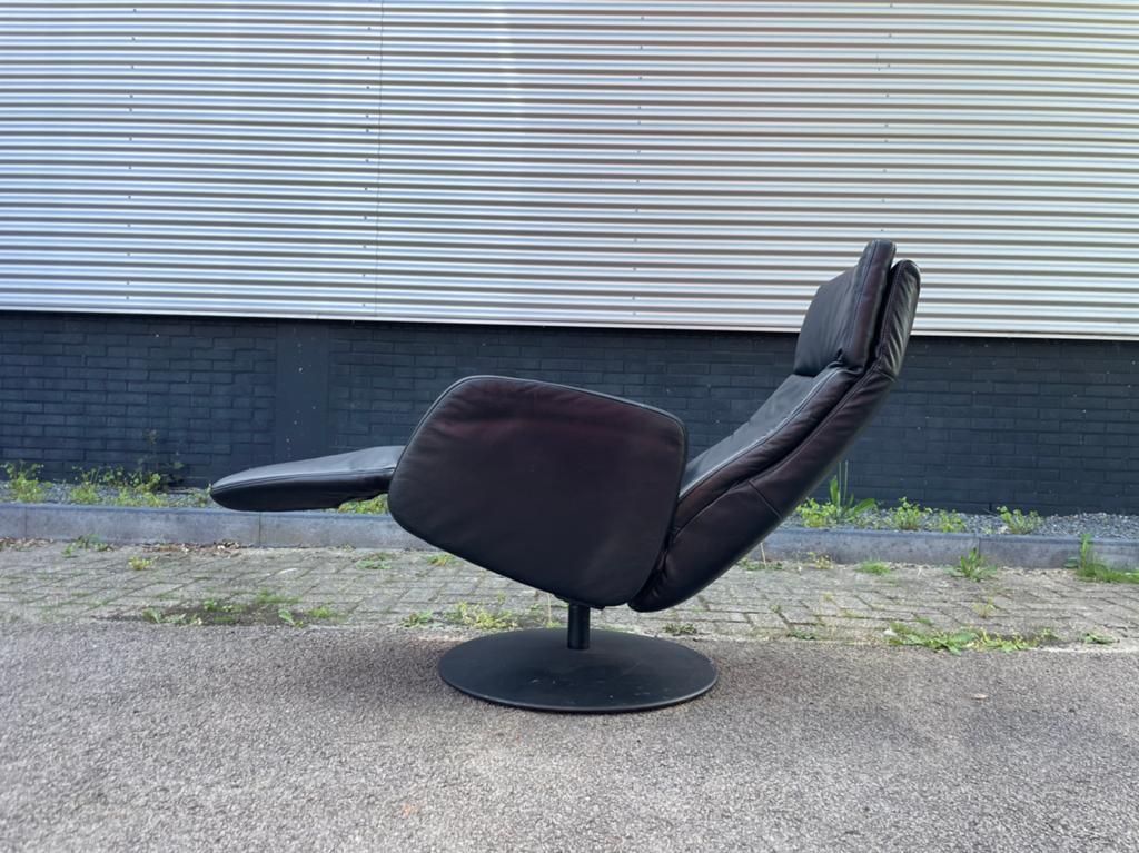 Zwarte leren relax fauteuil / relax stoel / relaxfauteuil, Gebruikt, Minder dan 75 cm, Ophalen of Verzenden, Nvt