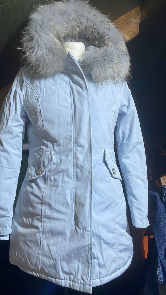 Dames Winterjas/Parka met Grote Bontkraag –Blauw & Lichtroze, Ophalen of Verzenden, Nieuw, Overige kleuren