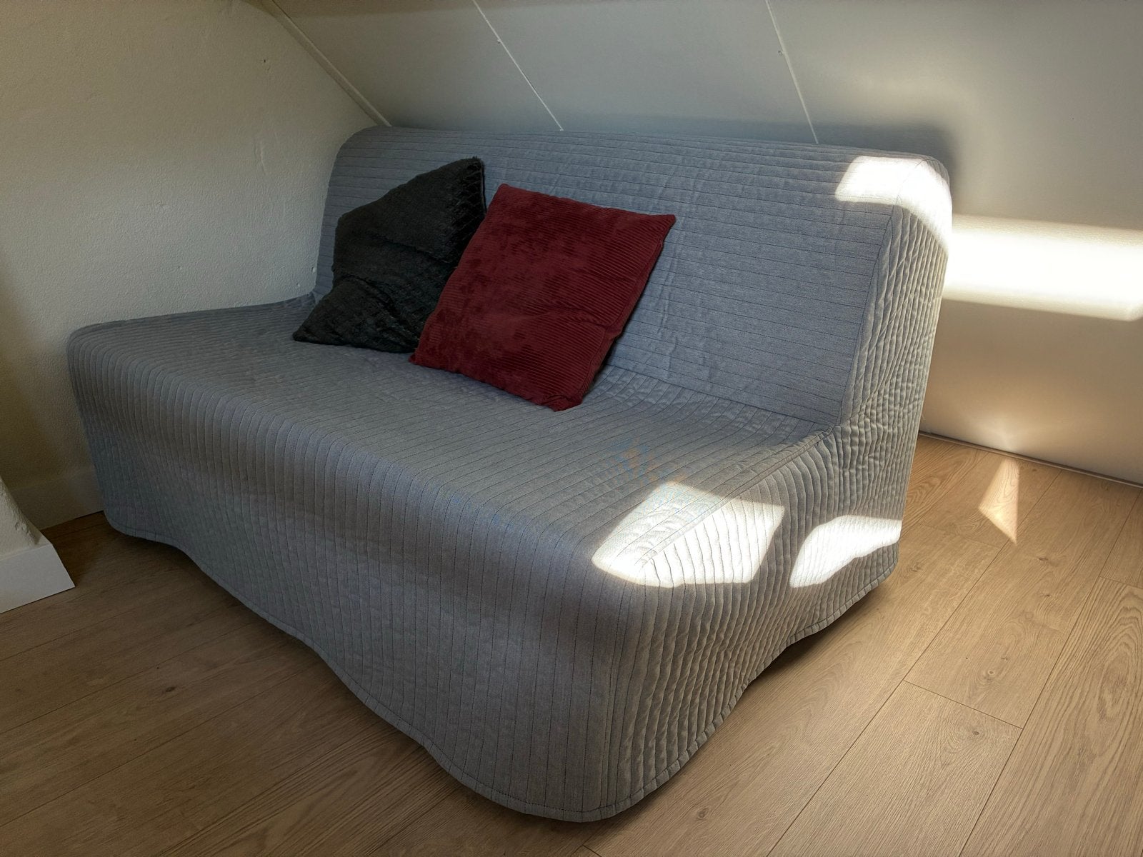 IKEA Lycksele LÖVÅS slaapbank - Grijs (tweepersoons), Ophalen, Gebruikt, Tweepersoons, Grijs