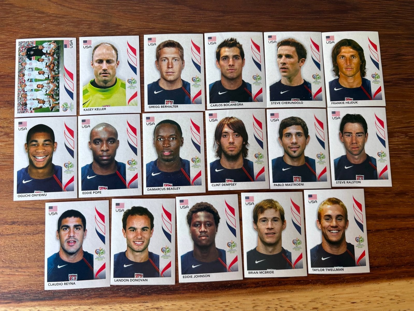 Panini WK 2006 USA Team Stickers - Zeldzaam, Ophalen of Verzenden, Zo goed als nieuw, Meerdere stickers